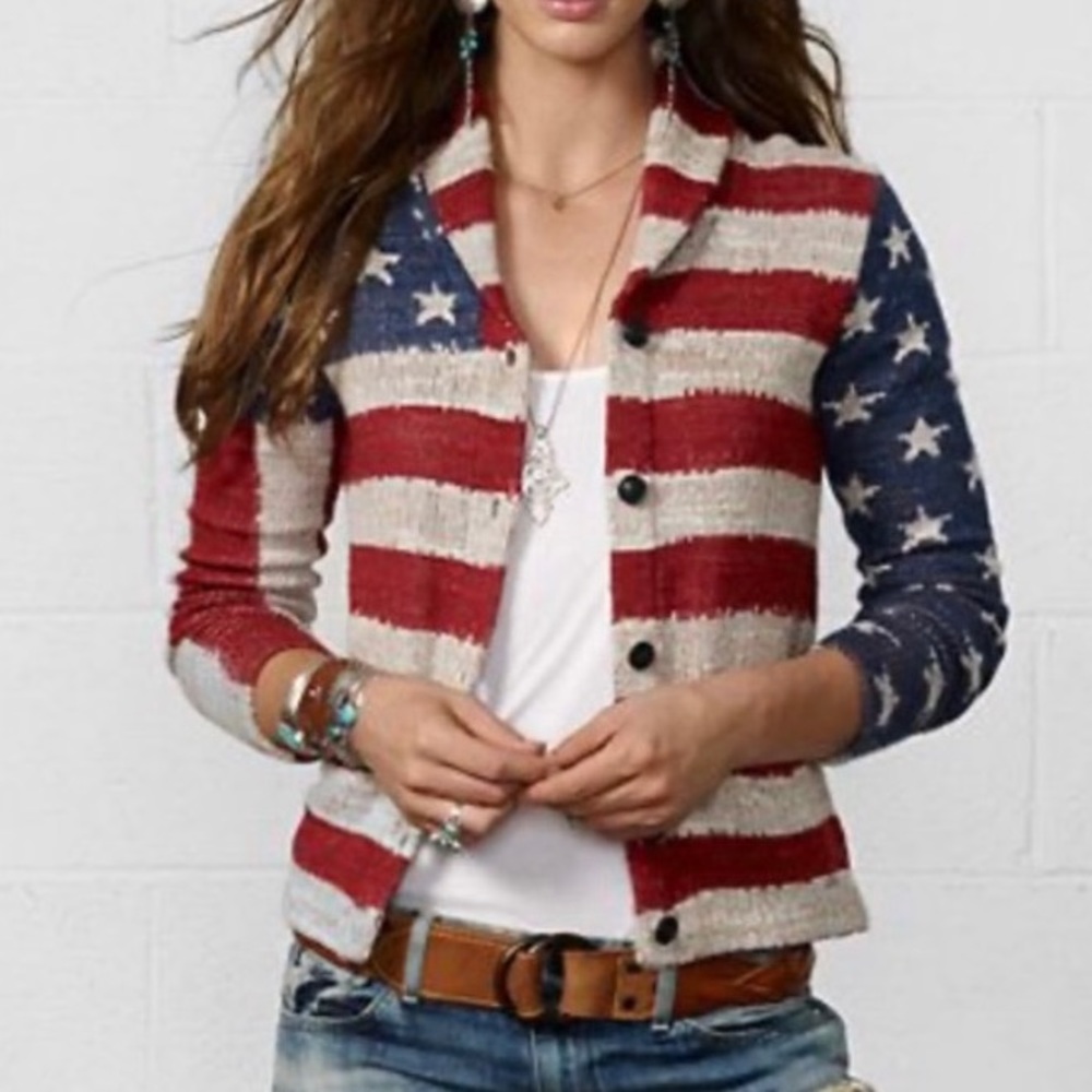 Vintage Ralf Lauren American flag cardigan